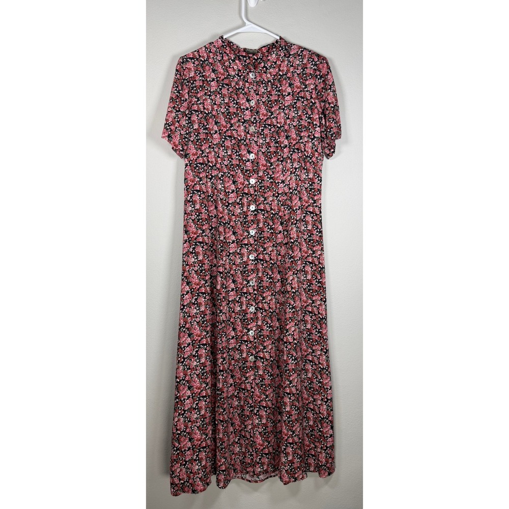 Vintage 90's Floral Maxi Dress Womens 12P Ditsy Floral Button Front Cottagecore